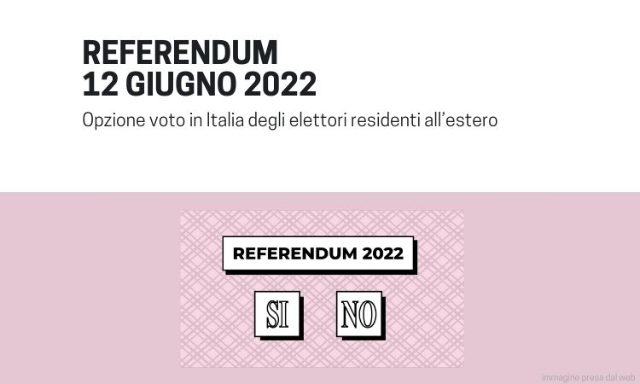 REFERENDUM ABROGATIVI DEL 12.06.2022: ITALIANI RESIDENTI ALL'ESTERO - 