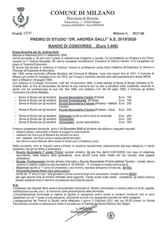 PREMIO DI STUDIO "DR.ANDREA GALLI" A.S. 2019/2020