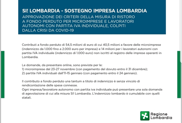 Si! Lombardia - Sostegno Impresa Lombardia - Istruzioni per la presentazione delle domande